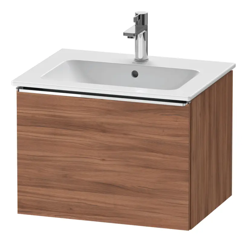 Duravit D-Neo Waschtischunterschrank mit 1 Auszug Griff Chrom Hochglanz 610 x 440 x 462 mm - Nussbaum Natur Matt Kracherpreis