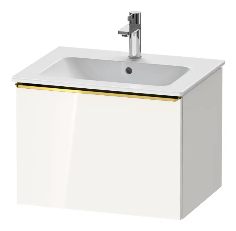 Duravit D-Neo Waschtischunterschrank mit 1 Auszug Griff Gold Poliert 610 x 440 x 462 mm - Weiß Hochglanz Markenprodukt
