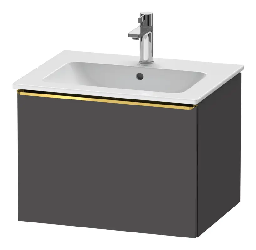 Duravit D-Neo Waschtischunterschrank mit 1 Auszug Griff Gold Poliert 610 x 440 x 462 mm - Graphit Matt Expressversand