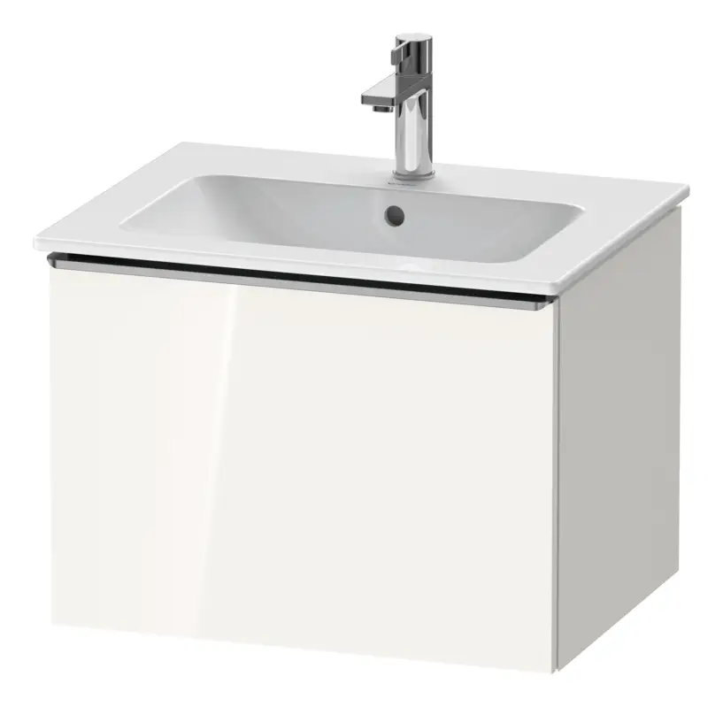 Duravit D-Neo Waschtischunterschrank mit 1 Auszug Griff Edelstahl Gebürstet 610 x 440 x 462 mm - Weiß Hochglanz Highlight