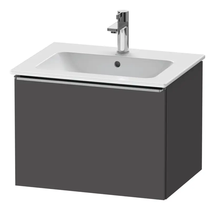 Neuheit Duravit D-Neo Waschtischunterschrank mit 1 Auszug Griff Edelstahl Gebürstet 610 x 440 x 462 mm - Graphit Matt