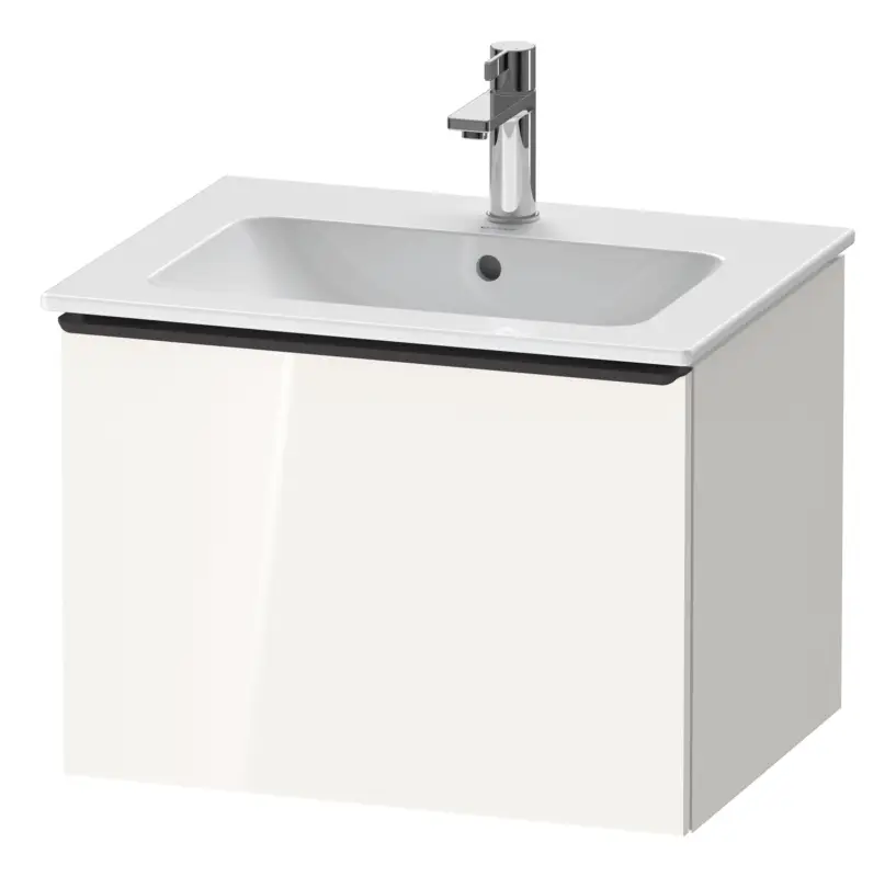 Duravit D-Neo Waschtischunterschrank mit 1 Auszug Griff Diamantschwarz Matt 610 x 440 x 462 mm - Weiß Hochglanz Kracherpreis