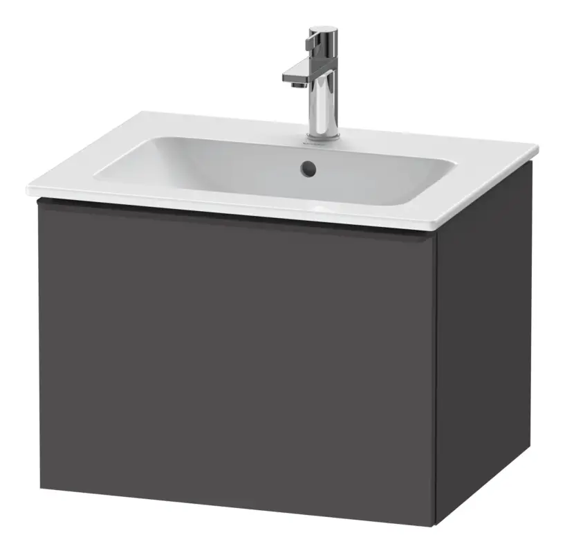 Neue Kollektion Duravit D-Neo Waschtischunterschrank mit 1 Auszug Griff Diamantschwarz Matt 610 x 440 x 462 mm - Graphit Matt