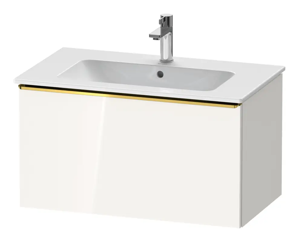 Jetzt Kaufen Duravit D-Neo Waschtischunterschrank mit 1 Auszug Griff Gold Poliert 810 x 440 x 462 mm - Weiß Hochglanz