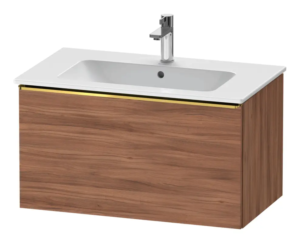 Duravit D-Neo Waschtischunterschrank mit 1 Auszug Griff Gold Poliert 810 x 440 x 462 mm - Nussbaum Natur Matt Neuheit