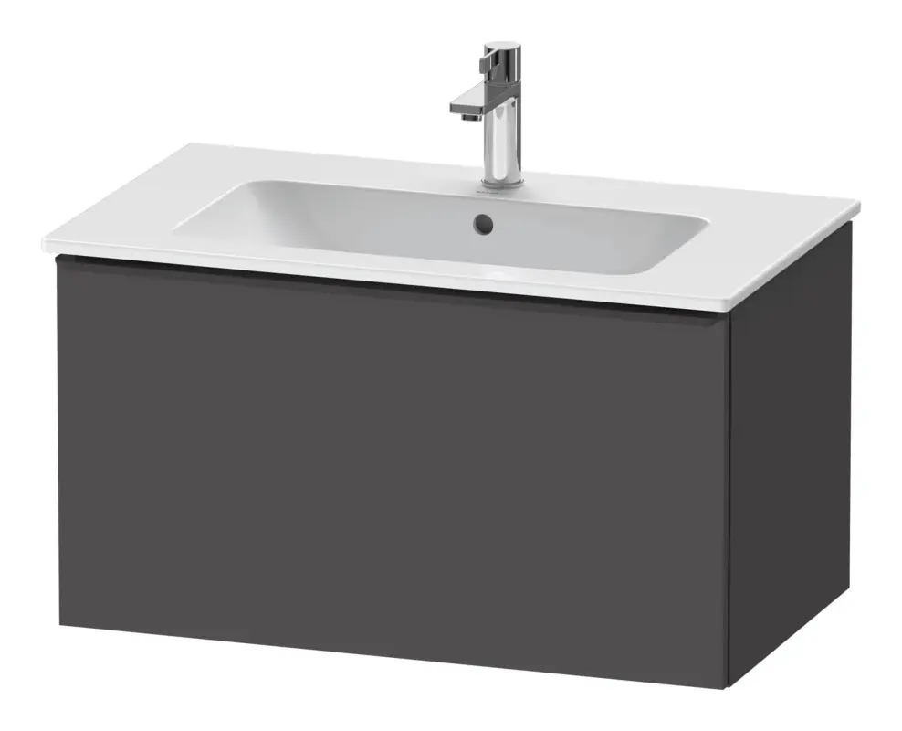 Duravit D-Neo Waschtischunterschrank mit 1 Auszug Griff Diamantschwarz Matt 810 x 440 x 462 mm - Graphit Matt Direktkauf