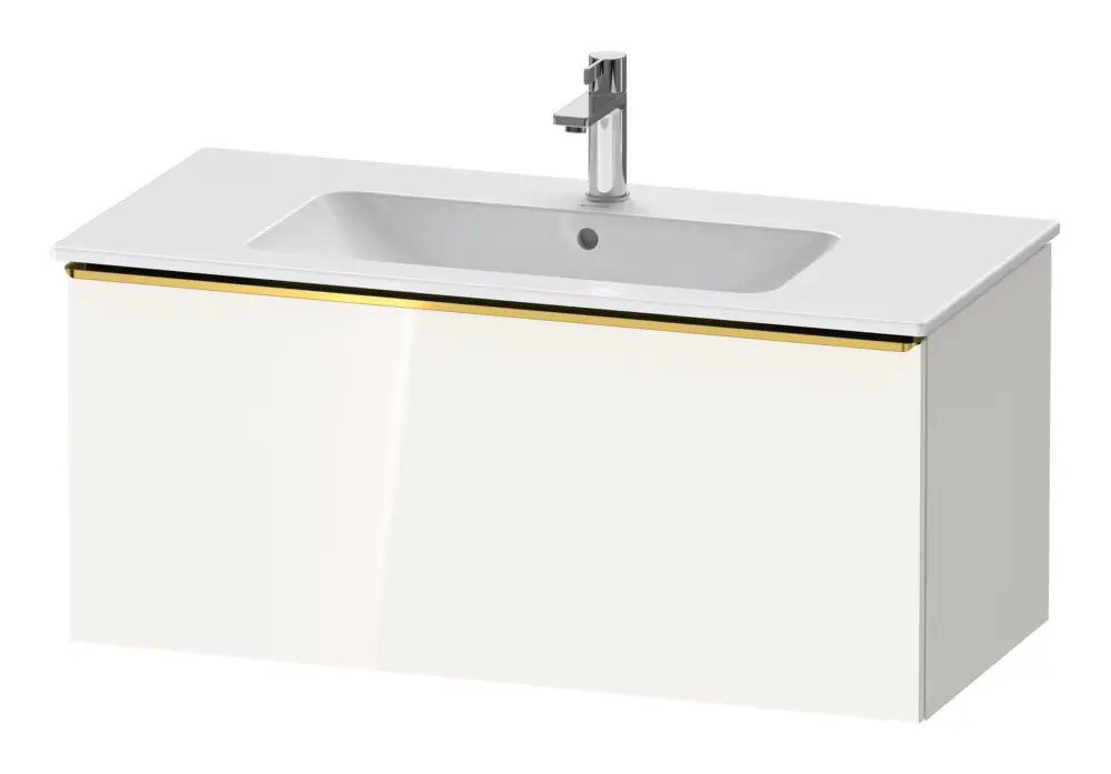 Duravit D-Neo Waschtischunterschrank mit 1 Auszug Griff Gold Poliert 1010 x 440 x 462 mm - Weiß Hochglanz Versand Am Gleichen Tag