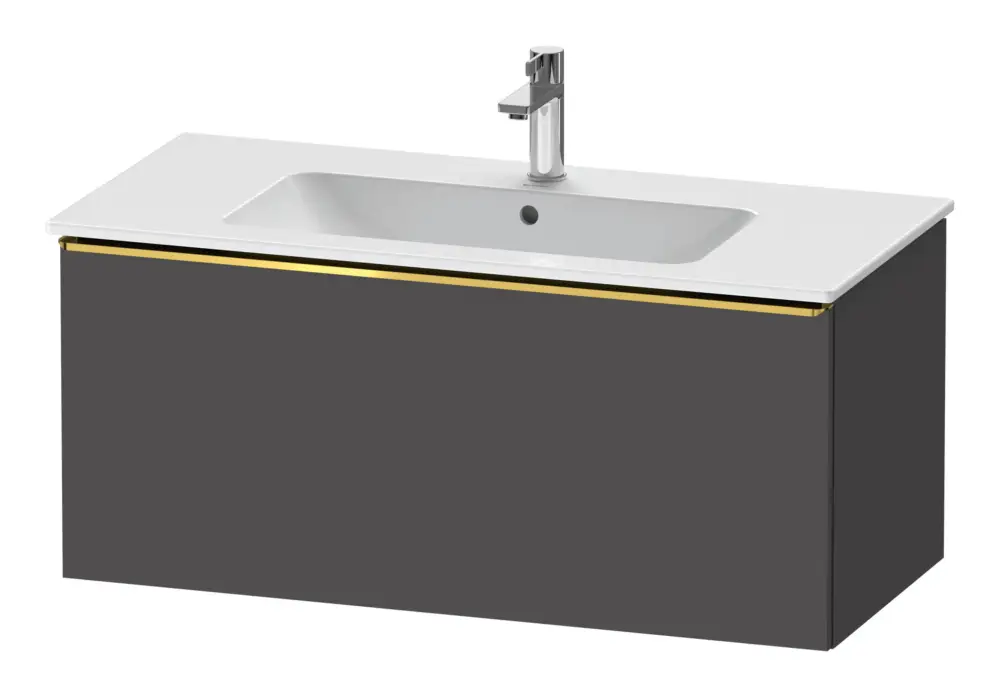 Highlight Duravit D-Neo Waschtischunterschrank mit 1 Auszug Griff Gold Poliert 1010 x 440 x 462 mm - Graphit Matt