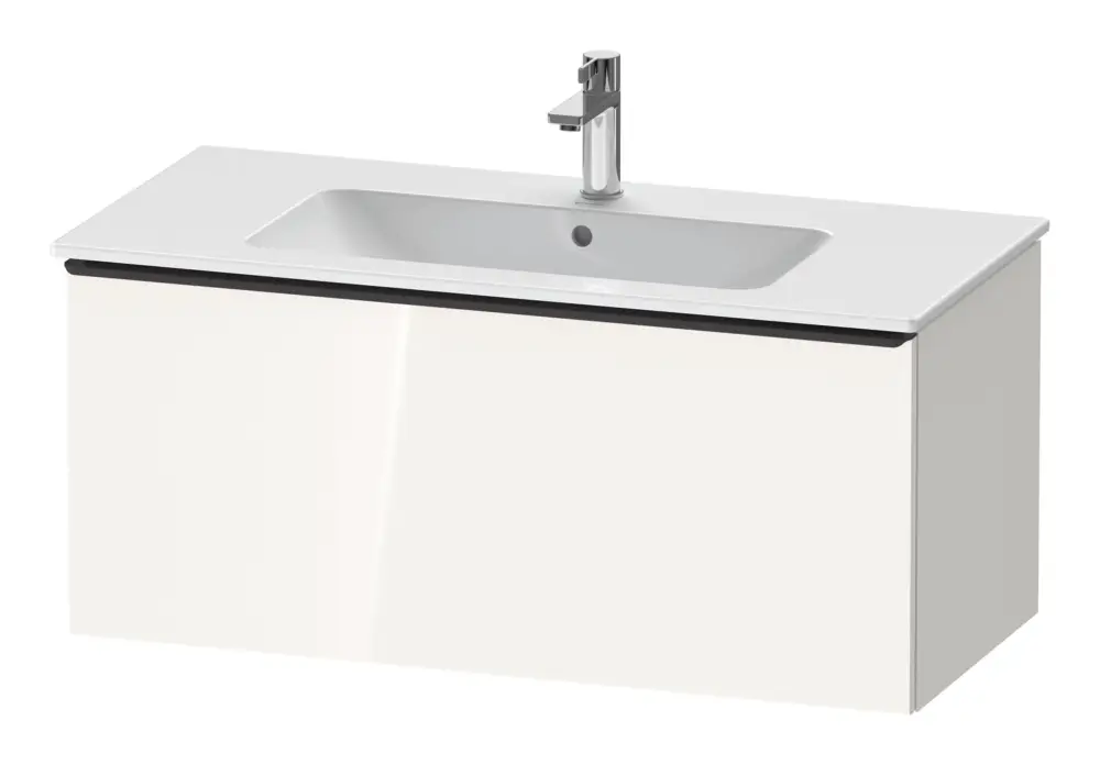 Duravit D-Neo Waschtischunterschrank mit 1 Auszug Griff Diamantschwarz Matt 1010 x 440 x 462 mm - Weiß Hochglanz Sonderaktion