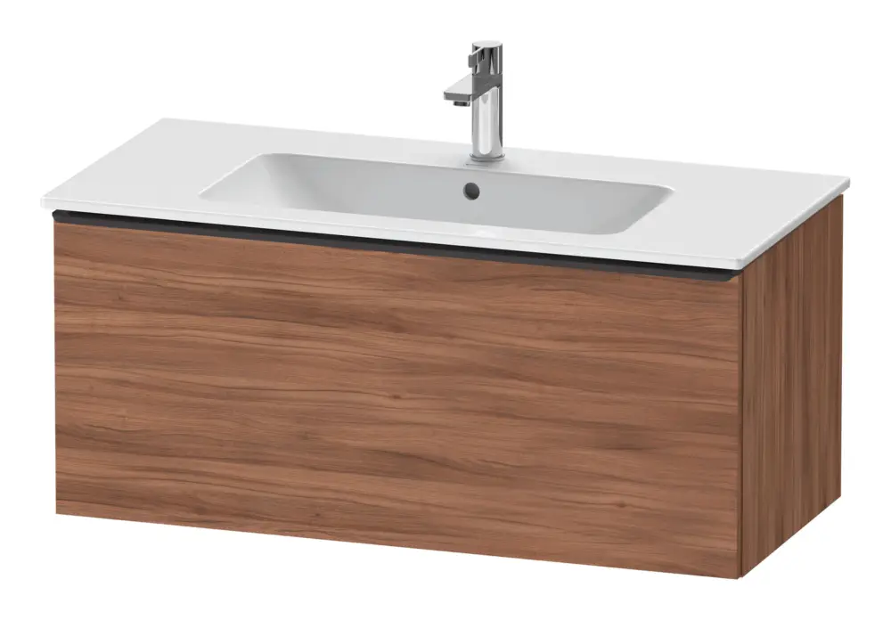 Duravit D-Neo Waschtischunterschrank mit 1 Auszug Griff Diamantschwarz Matt 1010 x 440 x 462 mm - Nussbaum Natur Matt Nur Heute