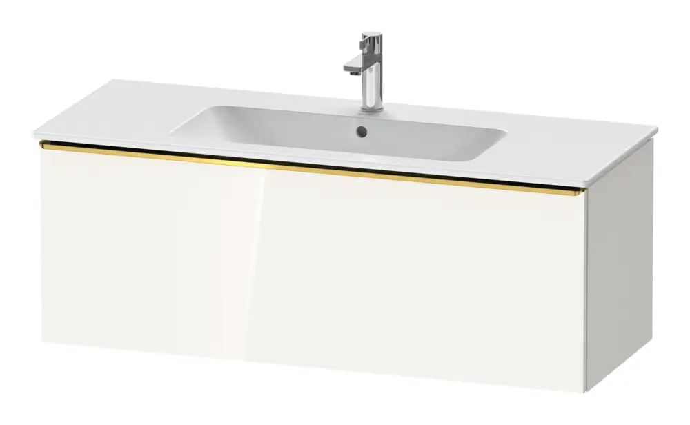 Neu Im Sortiment Duravit D-Neo Waschtischunterschrank mit 1 Auszug Griff Gold Poliert 1210 x 440 x 462 mm - Weiß Hochglanz