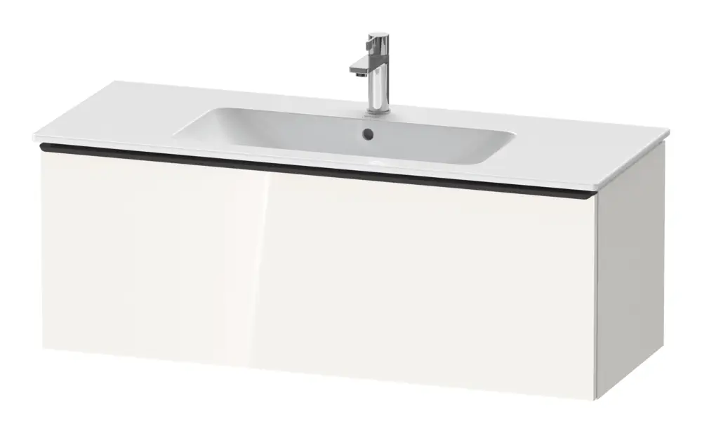Duravit D-Neo Waschtischunterschrank mit 1 Auszug Griff Diamantschwarz Matt 1210 x 440 x 462 mm - Weiß Hochglanz Geprüft