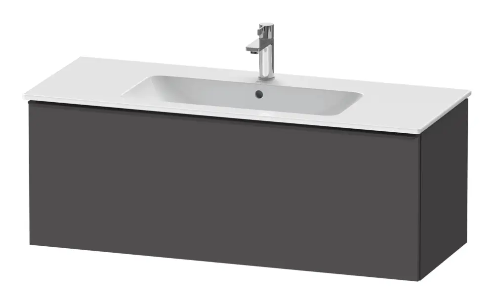 Duravit D-Neo Waschtischunterschrank mit 1 Auszug Griff Diamantschwarz Matt 1210 x 440 x 462 mm - Graphit Matt Preisknaller