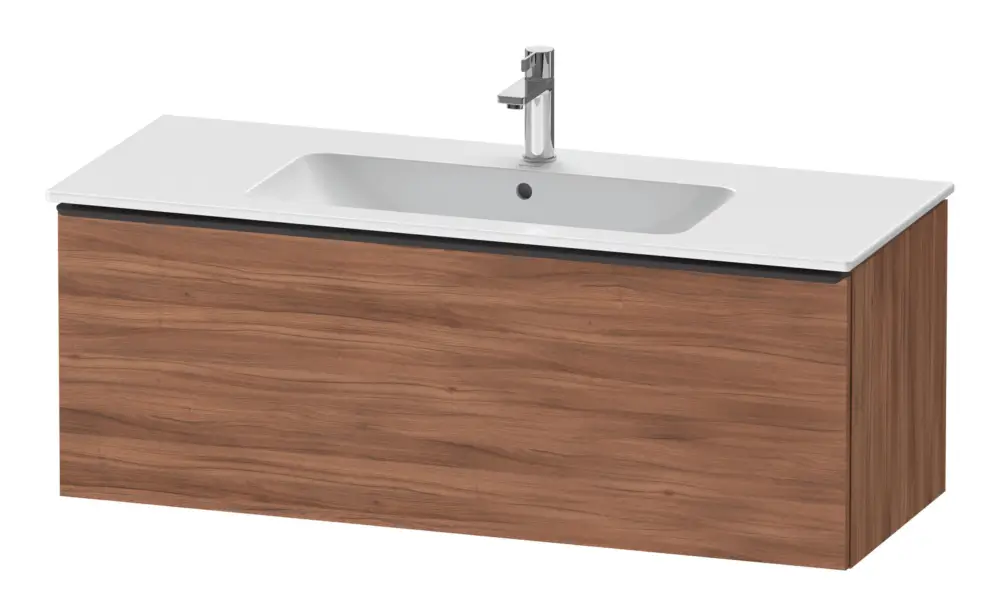 Highlight Duravit D-Neo Waschtischunterschrank mit 1 Auszug Griff Diamantschwarz Matt 1210 x 440 x 462 mm - Nussbaum Natur Matt
