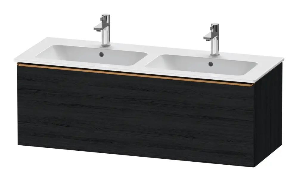 Duravit D-Neo Waschtischunterschrank für 2 Becken mit 1 Auszug Griff Bronze Gebürstet 1280 x 440 x 462 mm - Eiche Schwarz Matt Versand Am Gleichen Tag