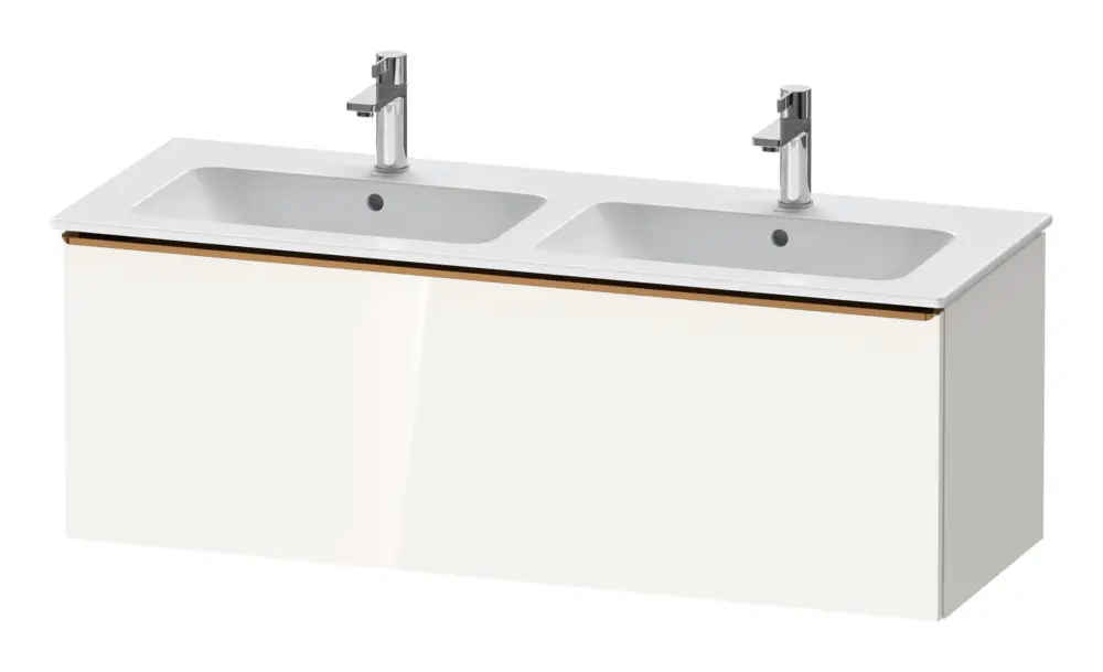Preiswert Duravit D-Neo Waschtischunterschrank für 2 Becken mit 1 Auszug Griff Bronze Gebürstet 1280 x 440 x 462 mm - Weiß Hochglanz