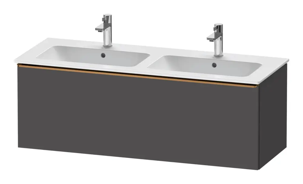 Echt Duravit D-Neo Waschtischunterschrank für 2 Becken mit 1 Auszug Griff Bronze Gebürstet 1280 x 440 x 462 mm - Graphit Matt