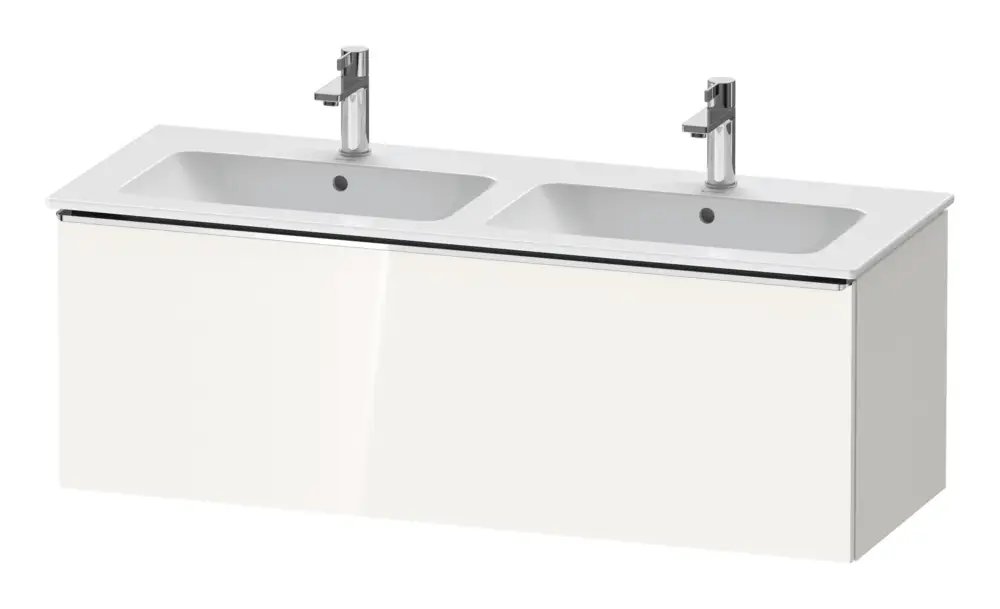 Duravit D-Neo Waschtischunterschrank für 2 Becken mit 1 Auszug Griff Chrom Hochglanz 1280 x 440 x 462 mm - Weiß Hochglanz Letzte Chance
