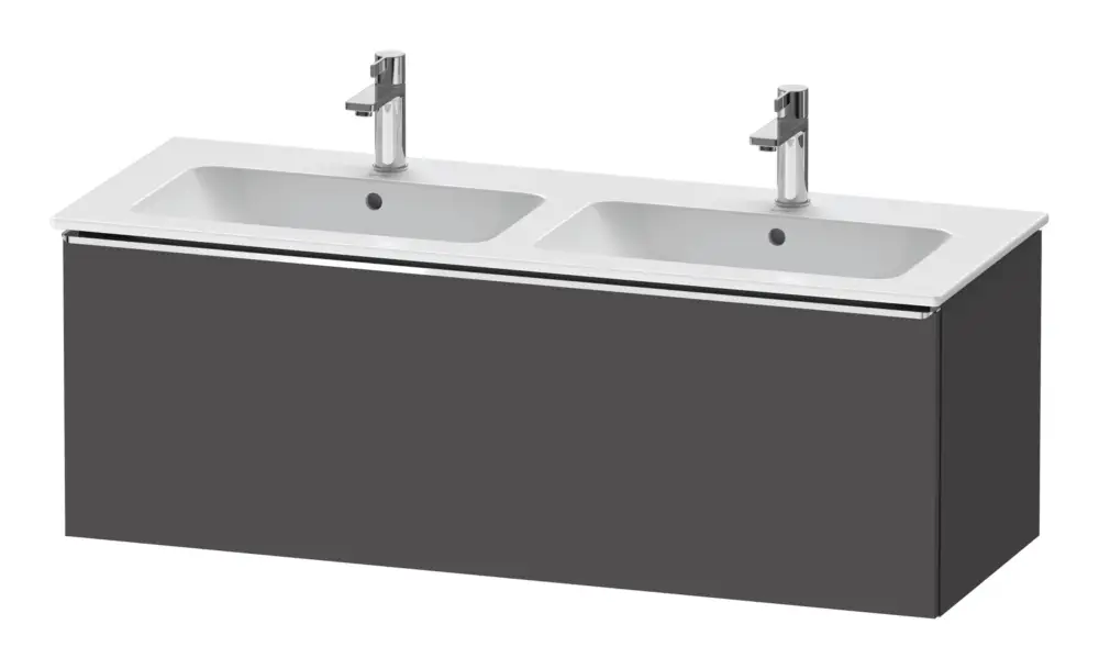 Neue Ware Duravit D-Neo Waschtischunterschrank für 2 Becken mit 1 Auszug Griff Chrom Hochglanz 1280 x 440 x 462 mm - Graphit Matt