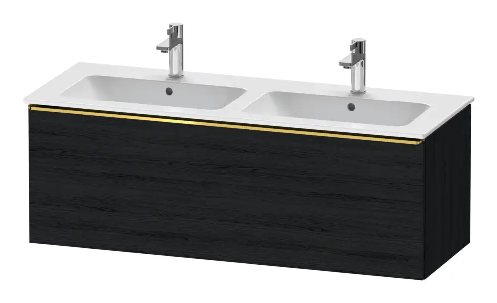 Sale Duravit D-Neo Waschtischunterschrank für 2 Becken mit 1 Auszug Griff Gold Poliert 1280 x 440 x 462 mm - Eiche Schwarz Matt