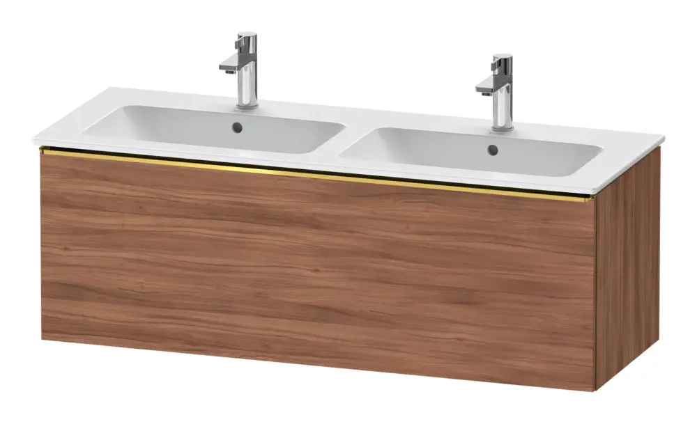 Duravit D-Neo Waschtischunterschrank für 2 Becken mit 1 Auszug Griff Gold Poliert 1280 x 440 x 462 mm - Nussbaum Natur Matt Letzte Chance