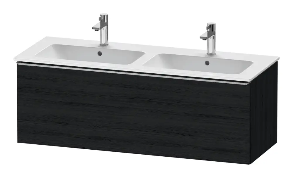 Preiswert Duravit D-Neo Waschtischunterschrank für 2 Becken mit 1 Auszug Griff Edelstahl Gebürstet 1280 x 440 x 462 mm - Eiche Schwarz Matt
