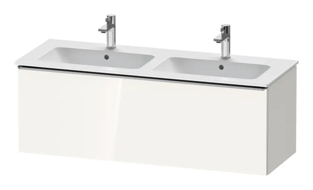 Top-Seller Duravit D-Neo Waschtischunterschrank für 2 Becken mit 1 Auszug Griff Edelstahl Gebürstet 1280 x 440 x 462 mm - Weiß Hochglanz