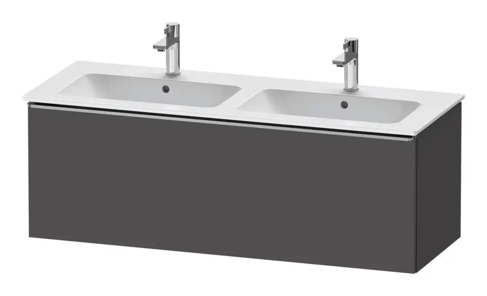 Duravit D-Neo Waschtischunterschrank für 2 Becken mit 1 Auszug Griff Edelstahl Gebürstet 1280 x 440 x 462 mm - Graphit Matt Meistverkauft