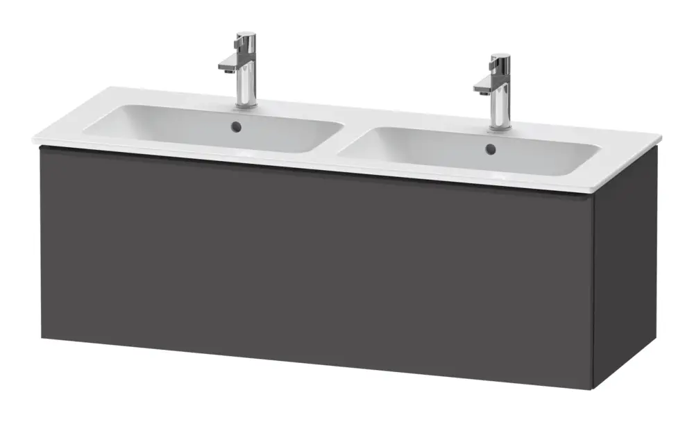 Duravit D-Neo Waschtischunterschrank für 2 Becken mit 1 Auszug Griff Diamantschwarz Matt 1280 x 440 x 462 mm - Graphit Matt Preis Gesenkt