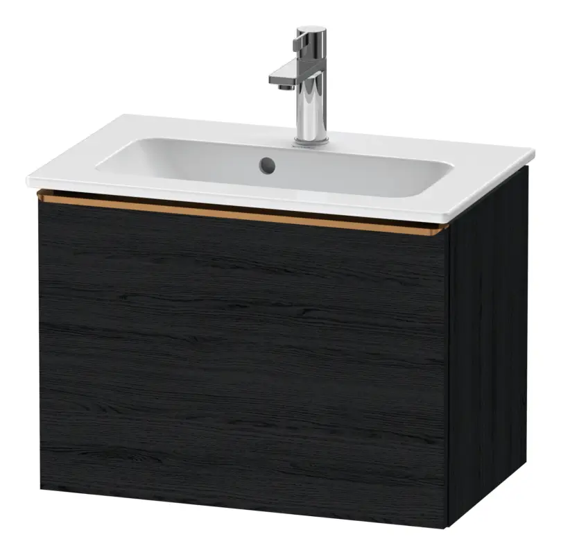 Duravit D-Neo Waschtischunterschrank mit 1 Auszug Griff Bronze Gebürstet 610 x 440 x 372 mm - Eiche Schwarz Matt Sonderaktion