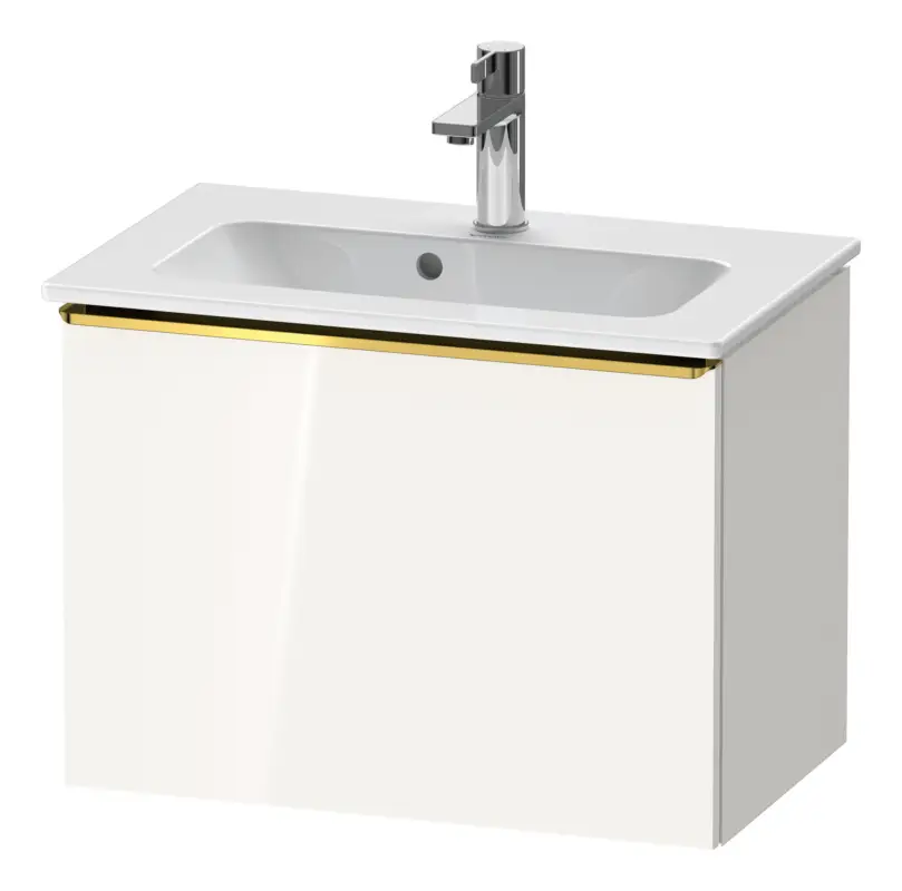 Abverkauf Duravit D-Neo Waschtischunterschrank mit 1 Auszug Griff Gold Poliert 610 x 440 x 372 mm - Weiß Hochglanz