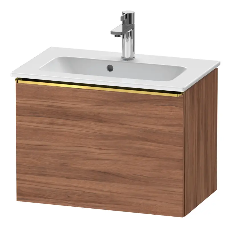 Duravit D-Neo Waschtischunterschrank mit 1 Auszug Griff Gold Poliert 610 x 440 x 372 mm - Nussbaum Natur Matt Mega-Angebot