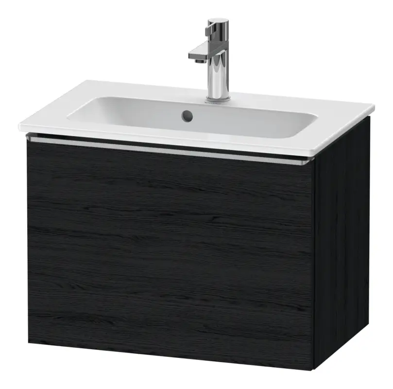 Duravit D-Neo Waschtischunterschrank mit 1 Auszug Griff Edelstahl Gebürstet 610 x 440 x 372 mm - Eiche Schwarz Matt Must-Have