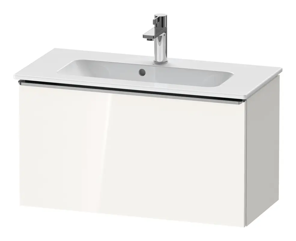 Duravit D-Neo Waschtischunterschrank mit 1 Auszug Griff Edelstahl Gebürstet 810 x 440 x 372 mm - Weiß Hochglanz Neue Kollektion