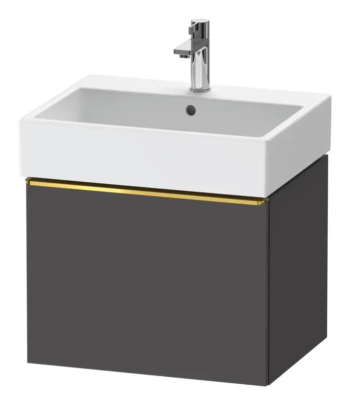 Highlight Duravit D-Neo Waschtischunterschrank mit 1 Auszug Griff Gold Poliert 584 x 440 x 442 mm - Graphit Matt