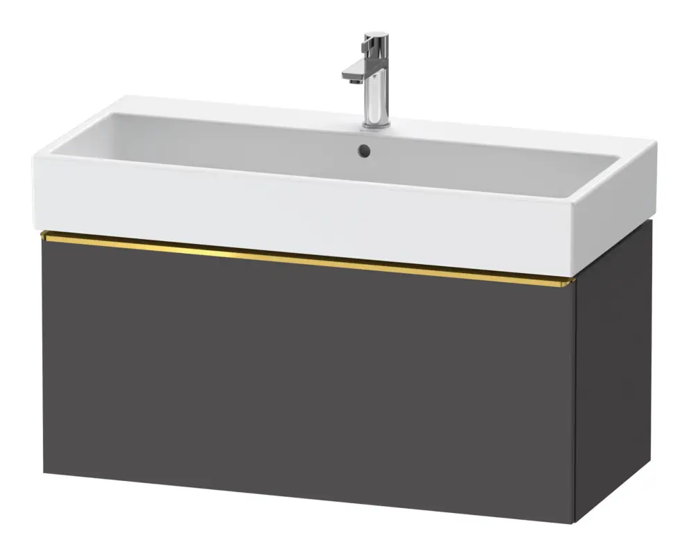 Markenprodukt Duravit D-Neo Waschtischunterschrank mit 1 Auszug Griff Gold Poliert 984 x 440 x 442 mm - Graphit Matt