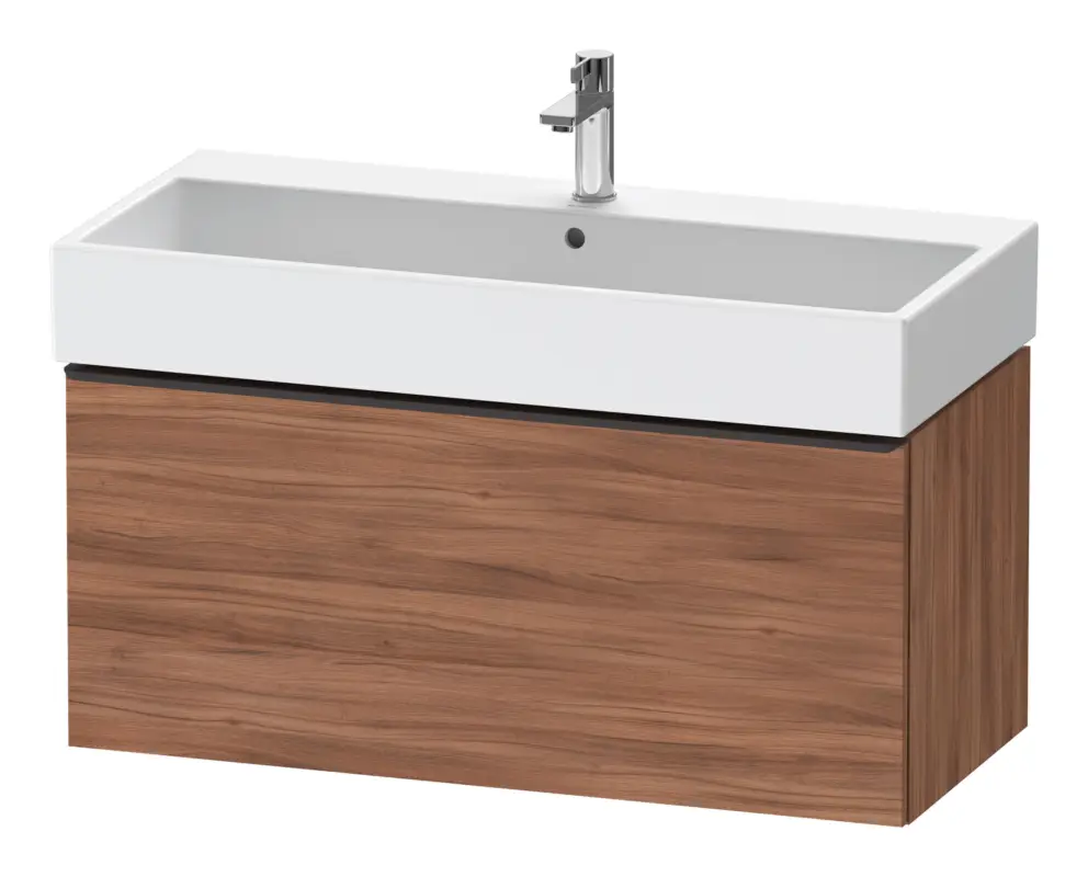Duravit D-Neo Waschtischunterschrank mit 1 Auszug Griff Diamantschwarz Matt 984 x 440 x 442 mm - Nussbaum Natur Matt Expressversand