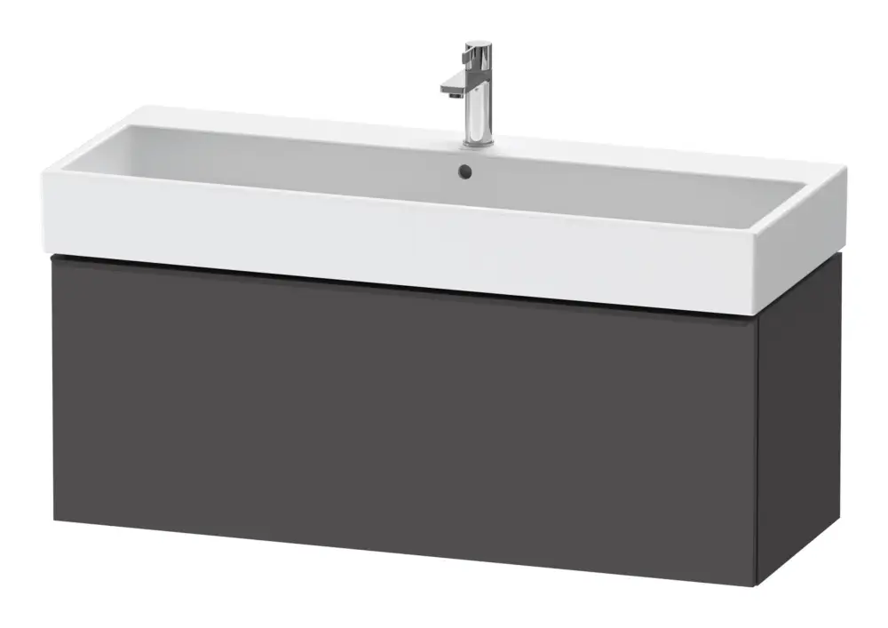 Duravit D-Neo Waschtischunterschrank mit 1 Auszug Griff Diamantschwarz Matt 1184 x 440 x 442 mm - Graphit Matt Echt