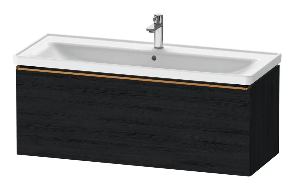 Must-Have Duravit D-Neo Waschtischunterschrank mit 1 Auszug Griff Bronze Gebürstet 1184 x 440 x 452 mm - Eiche Schwarz Matt
