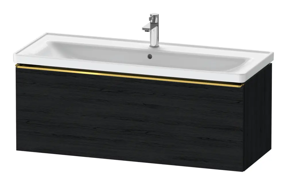 Duravit D-Neo Waschtischunterschrank mit 1 Auszug Griff Gold Poliert 1184 x 440 x 452 mm - Eiche Schwarz Matt Echt
