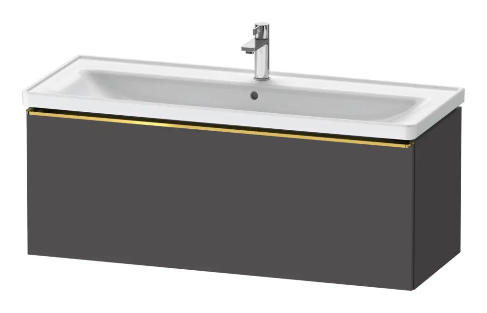 Duravit D-Neo Waschtischunterschrank mit 1 Auszug Griff Gold Poliert 1184 x 440 x 452 mm - Graphit Matt Echt