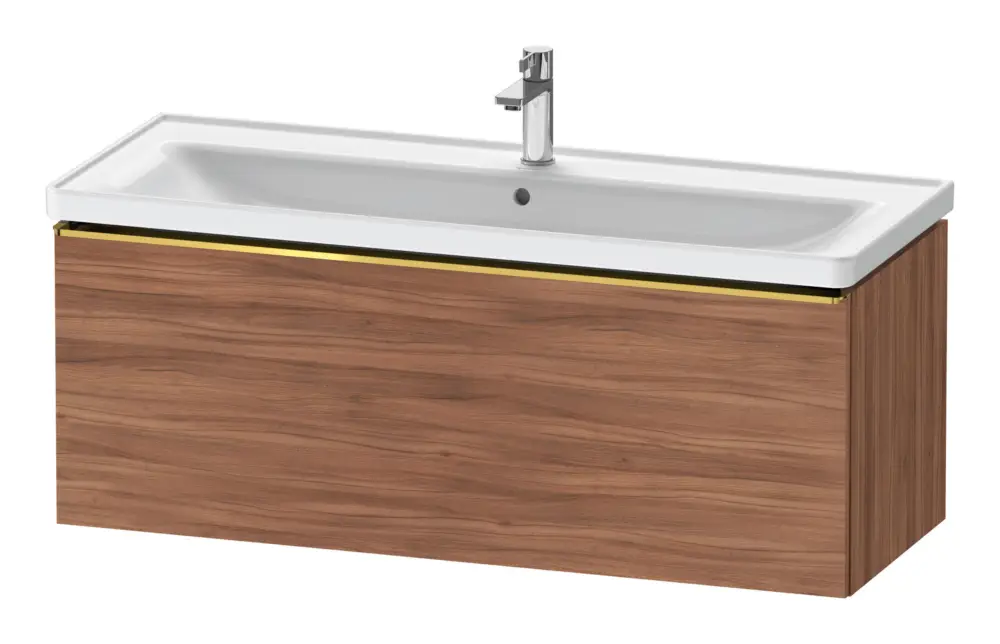 Zertifiziert Duravit D-Neo Waschtischunterschrank mit 1 Auszug Griff Gold Poliert 1184 x 440 x 452 mm - Nussbaum Natur Matt