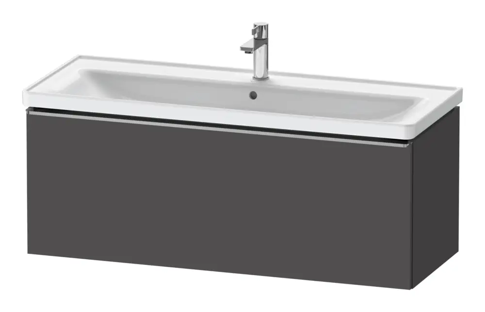 Duravit D-Neo Waschtischunterschrank mit 1 Auszug Griff Edelstahl Gebürstet 1184 x 440 x 452 mm - Graphit Matt Echt