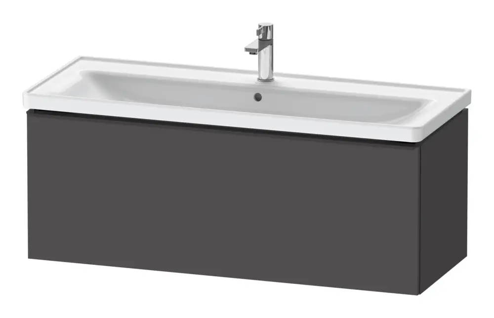 Duravit D-Neo Waschtischunterschrank mit 1 Auszug Griff Diamantschwarz Matt 1184 x 440 x 452 mm - Graphit Matt Geprüft