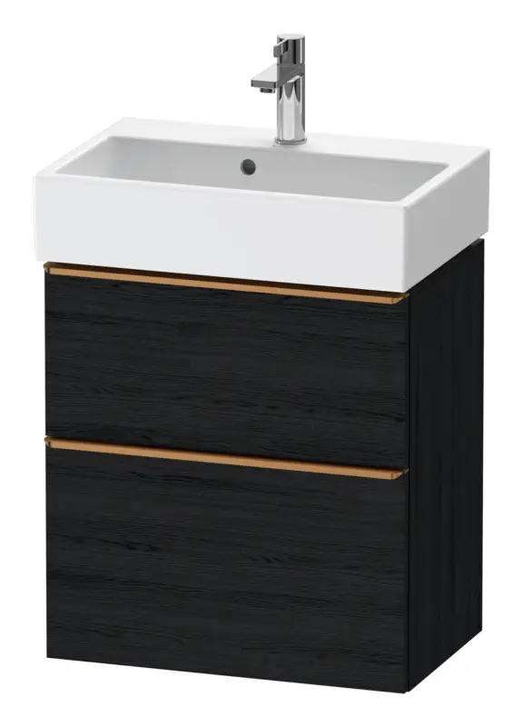 Super-Preis Duravit D-Neo Waschtischunterschrank mit 2 Auszügen Griff Bronze Gebürstet 584 x 625 x 372 mm - Eiche Schwarz Matt