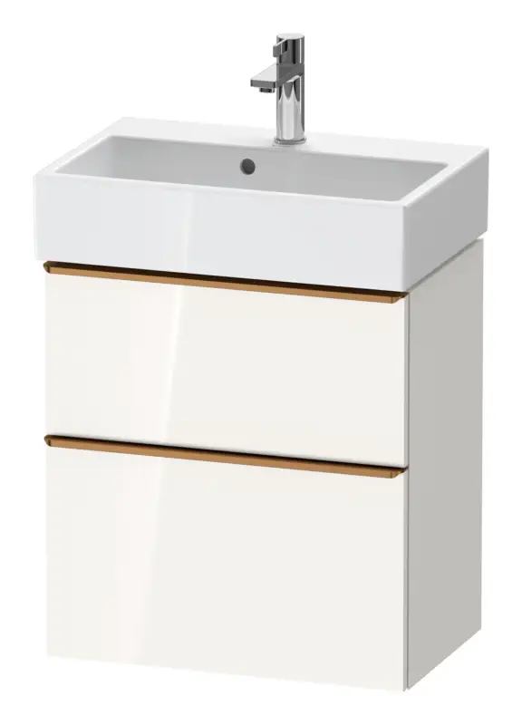 Schnäppchen Duravit D-Neo Waschtischunterschrank mit 2 Auszügen Griff Bronze Gebürstet 584 x 625 x 372 mm - Weiß Hochglanz