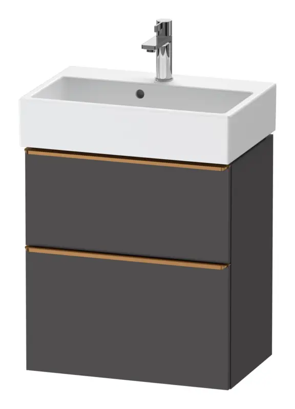 Duravit D-Neo Waschtischunterschrank mit 2 Auszügen Griff Bronze Gebürstet 584 x 625 x 372 mm - Graphit Matt Ausverkauf