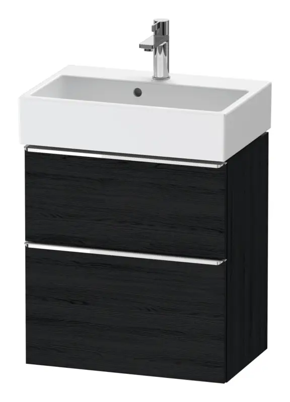 Duravit D-Neo Waschtischunterschrank mit 2 Auszügen Griff Chrom Hochglanz 584 x 625 x 372 mm - Eiche Schwarz Matt Knallerangebot