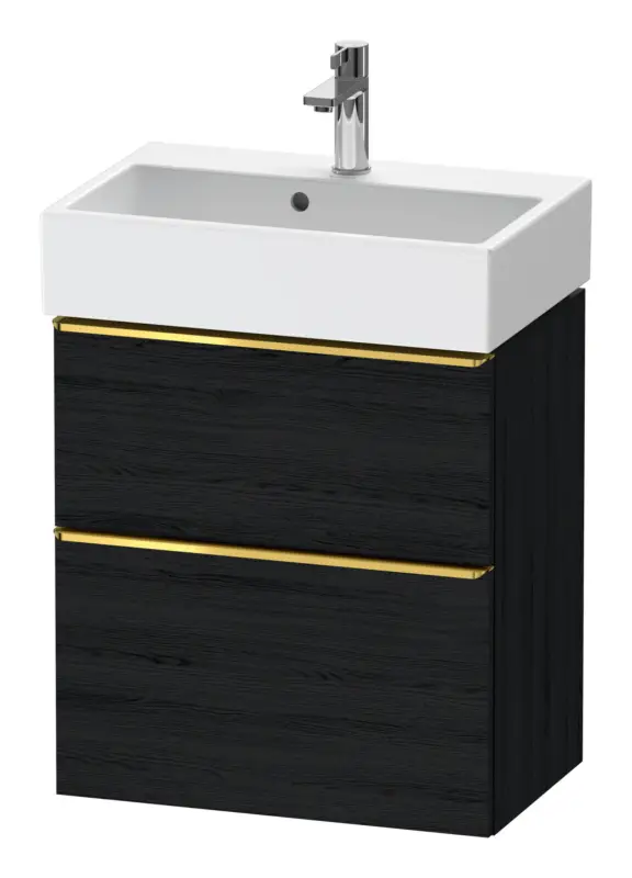 Echt Duravit D-Neo Waschtischunterschrank mit 2 Auszügen Griff Gold Poliert 584 x 625 x 372 mm - Eiche Schwarz Matt
