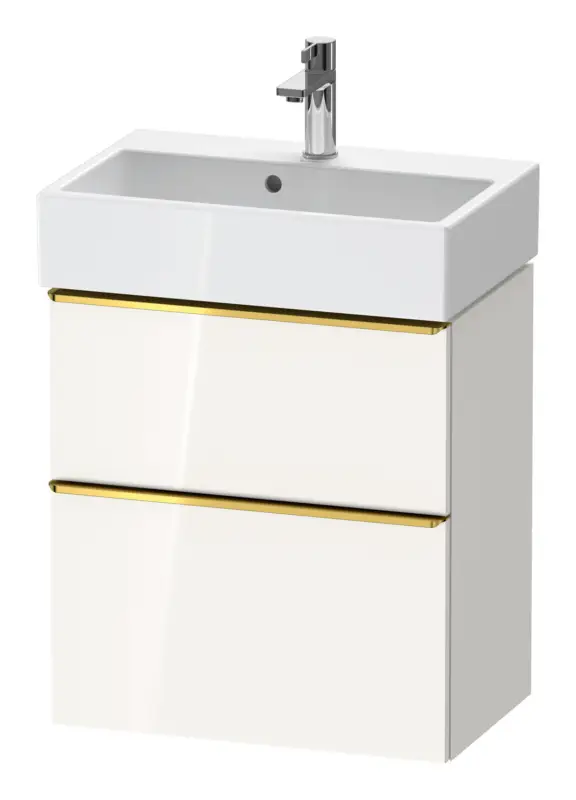 Wochenendangebot Duravit D-Neo Waschtischunterschrank mit 2 Auszügen Griff Gold Poliert 584 x 625 x 372 mm - Weiß Hochglanz